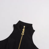 carol black halterneck dress in grain de poudre wool