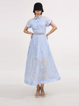 daisy Crystal embellished Midi Dress in blue