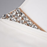 sharon halter backless high slit diamond maxi dress in white