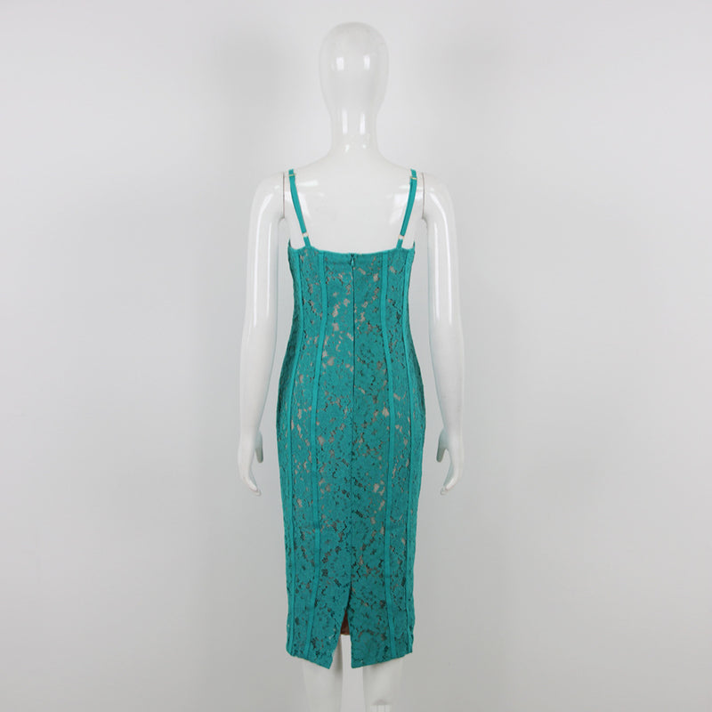 STRAPPY LACE MIDI DRESS