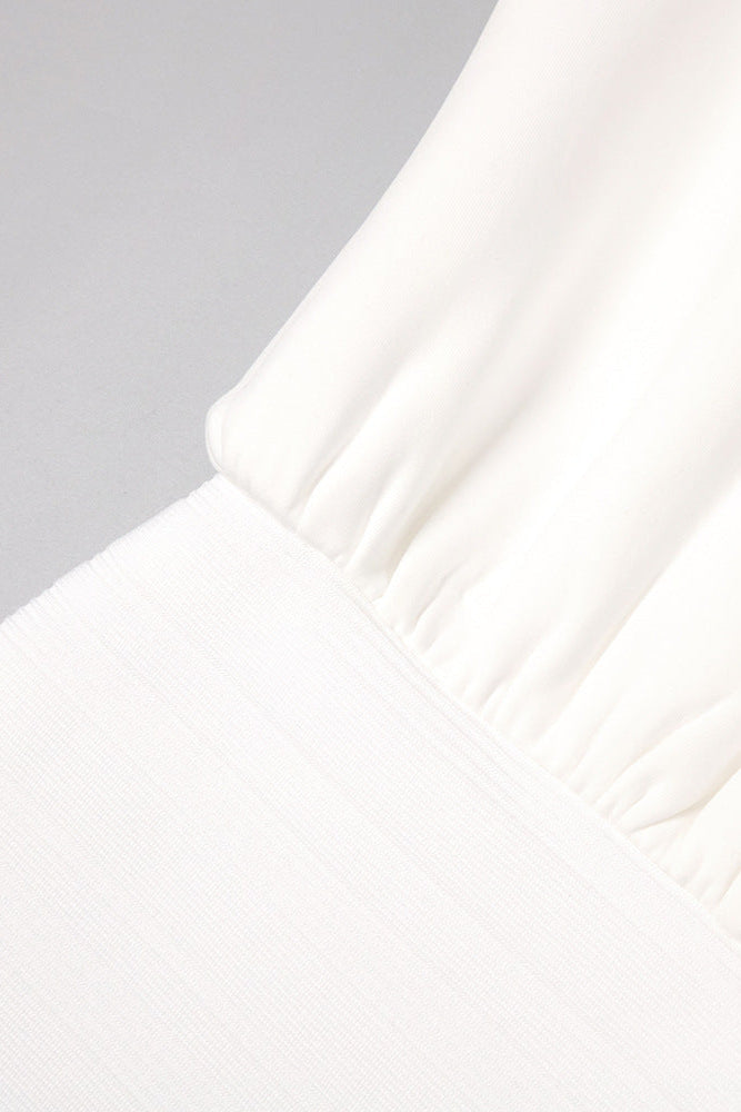 edith High elastic long hip maxi dress in white