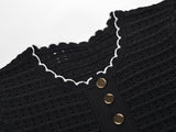simona hollow knit Mini dress in black