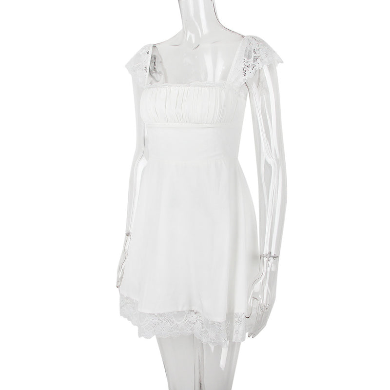 SATIN  LACE MINI DRESS