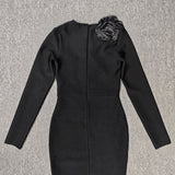 sally 3D Flower Decorative Bandage maxi Dress in black