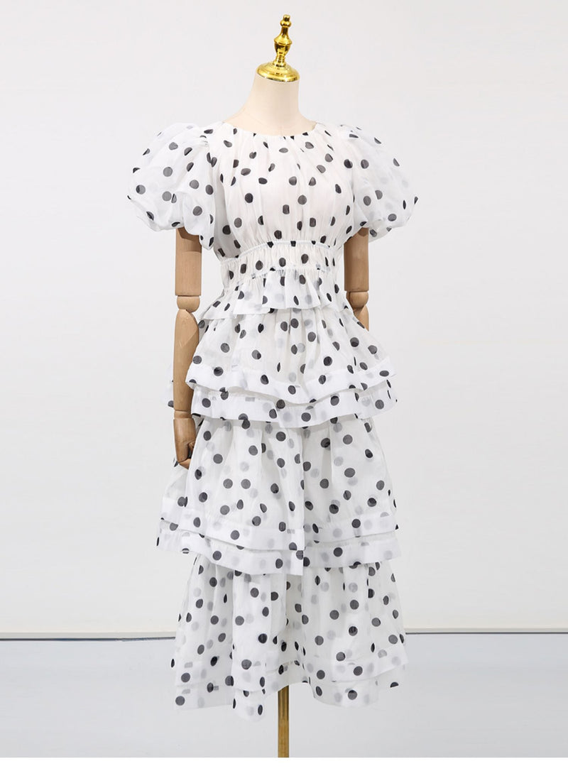 Colette Polka Dot Ruffle Skirt Two Piece Set