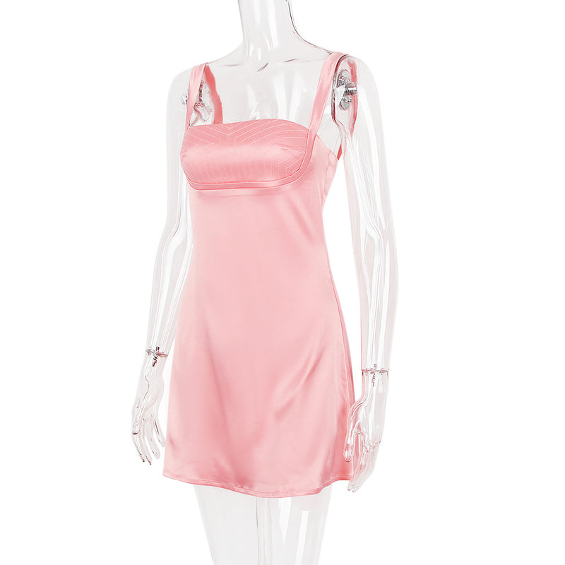 PINK SATIN MINI DRESS