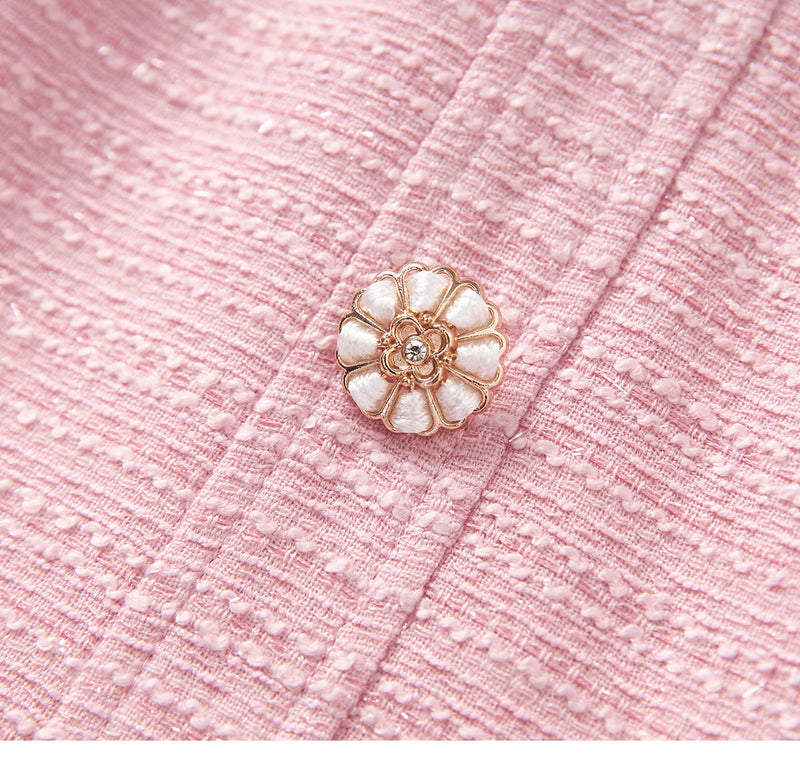 alani Embossed Chiffon Puff Sleeves mini Dress in pink