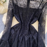 Green Embroidered Flared Mini Dress