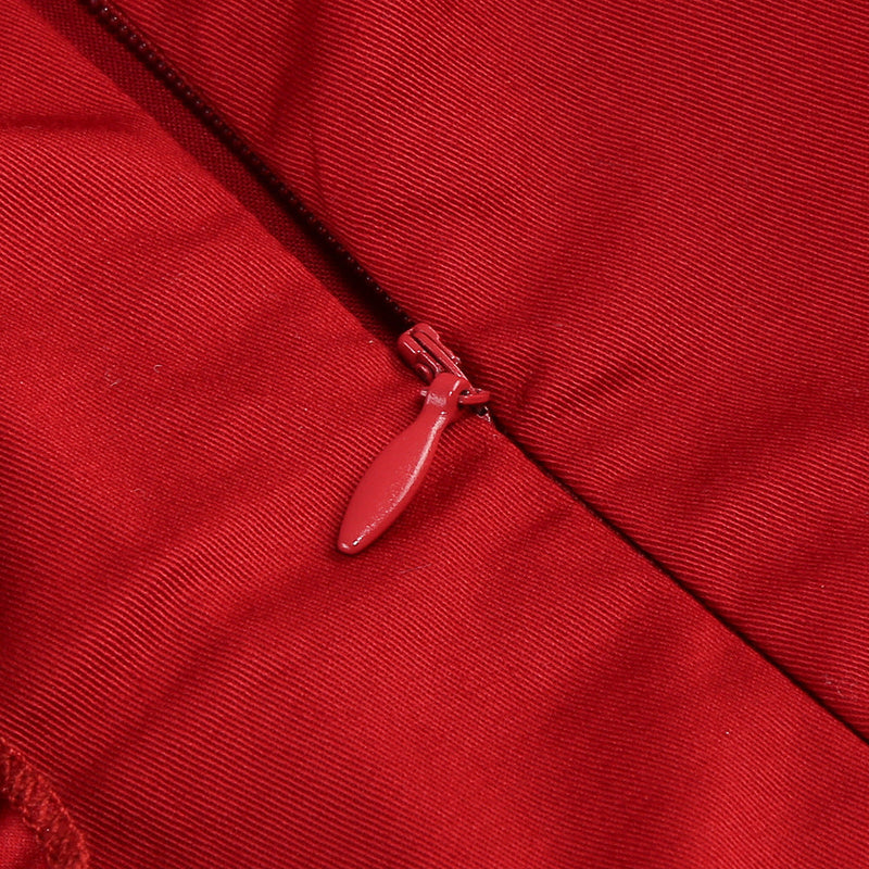 sally ruffle trim strapless mini dress in red