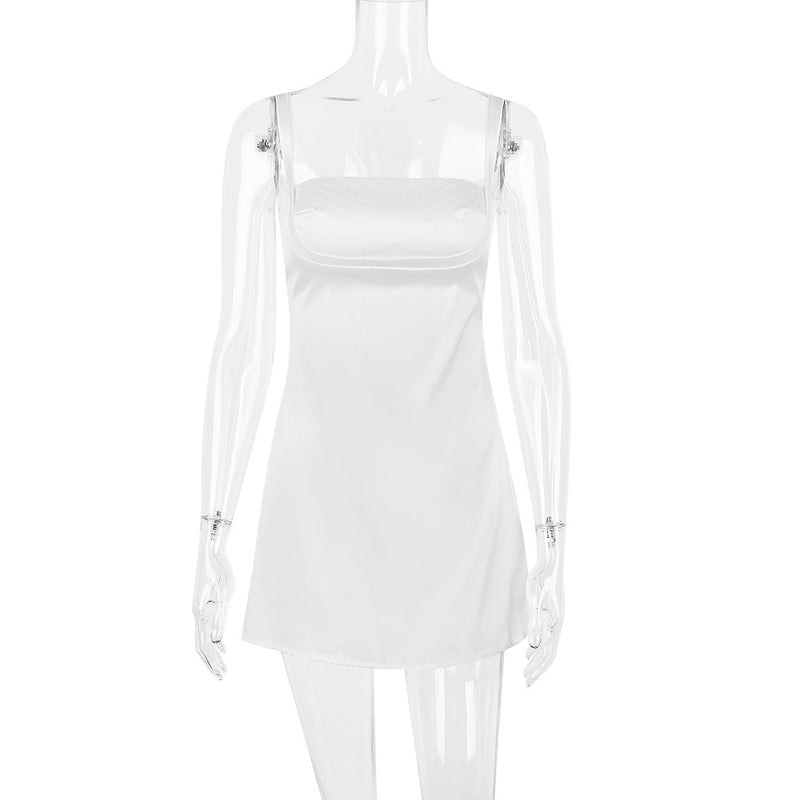 SATIN VINTAGE CREAM MINI DRESS