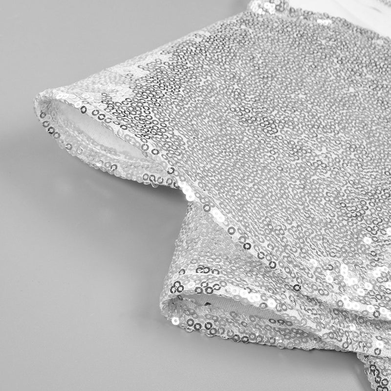 crop top drape skirt set in silver