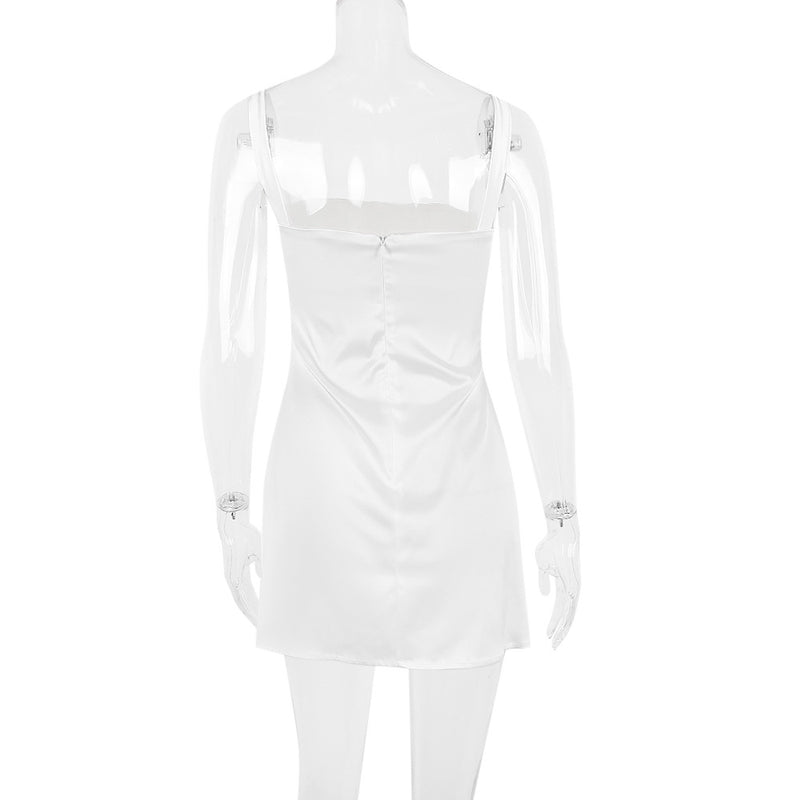 SATIN VINTAGE CREAM MINI DRESS