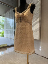 mona Embellished Rhinestone Sequin Mini Dress in yellow