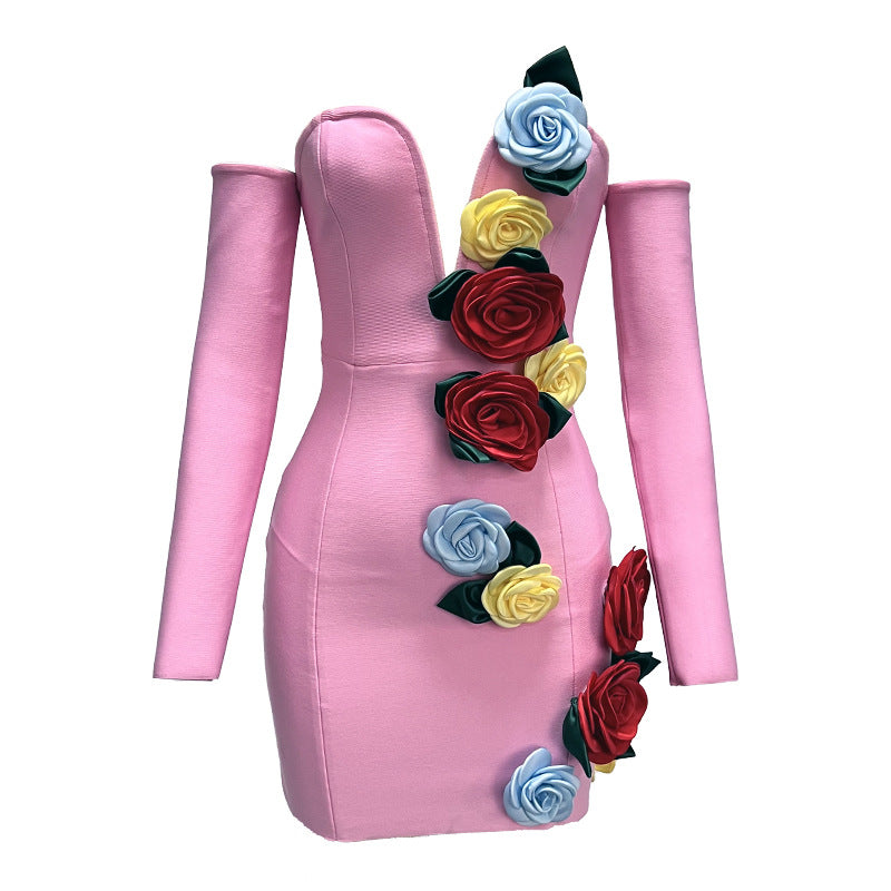 Eigra 3d Flower Tube Top Mini Dress