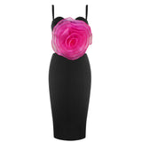 Jacey Mesh Flower Bandage Midi Dress