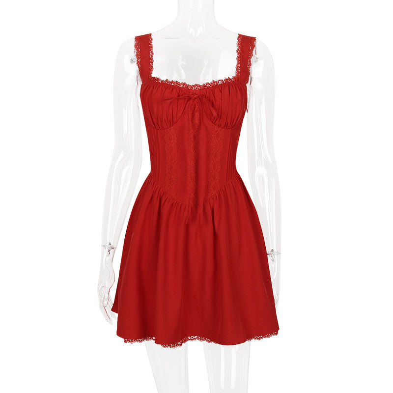 LACE CORSET MINI DRESS IN WHITE