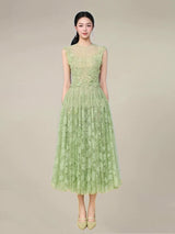 jennifer Lace Flower embellished maxi Dress in green