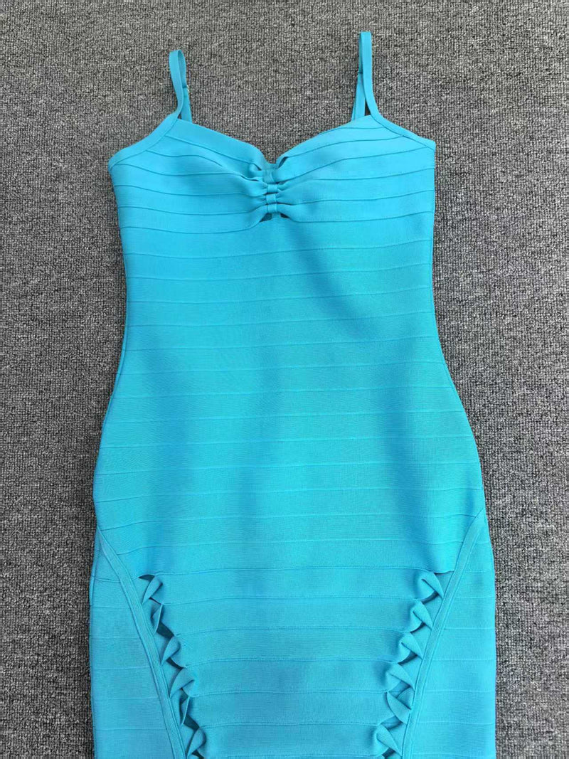 nancy hollow Bandage Maxi Dress in blue