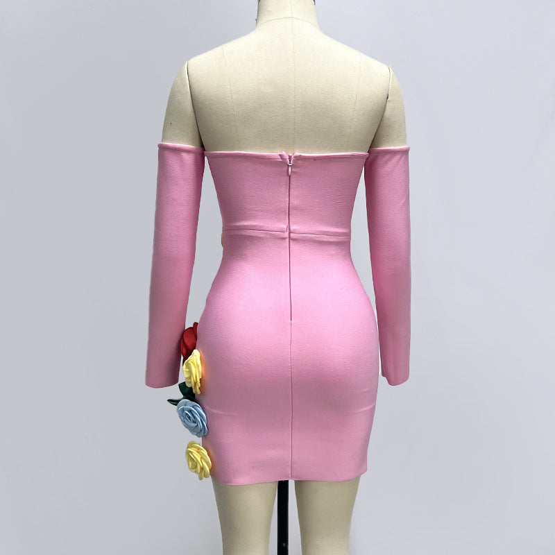 Eigra 3d Flower Tube Top Mini Dress