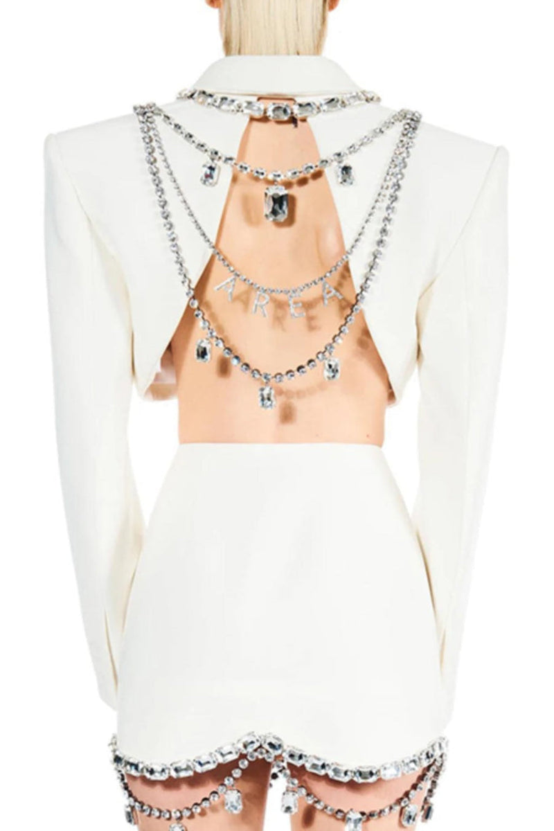 Sabine crystal-embellished jacket & skirt matching set