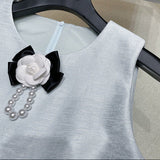 nicola Flowers Sleeve less Top Skirt Two-Piece Set in mint