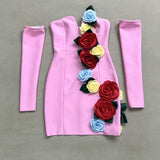 Eigra 3d Flower Tube Top Mini Dress