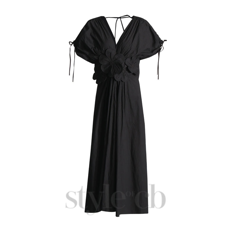 PATCHWORK APPLIQUES MIDI DRESS