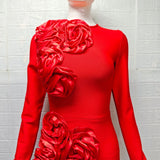 sally 3D Flower Decorative Bandage maxi Dress in red
