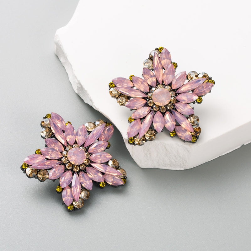 FLOWER RHINESTONE EARRINGS