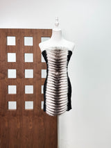 arlene Plush Cut Strapless mini Dress in black - zebra