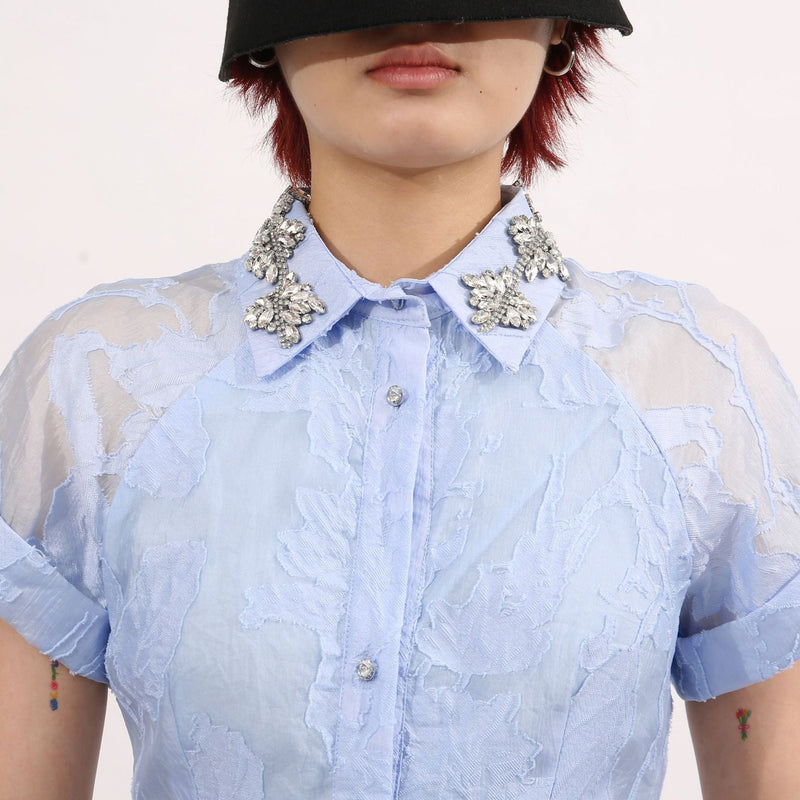 daisy Crystal embellished Midi Dress in blue