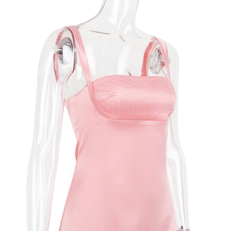 PINK SATIN MINI DRESS