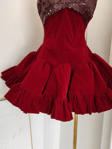 evangeline sequin embellished mini dress in red