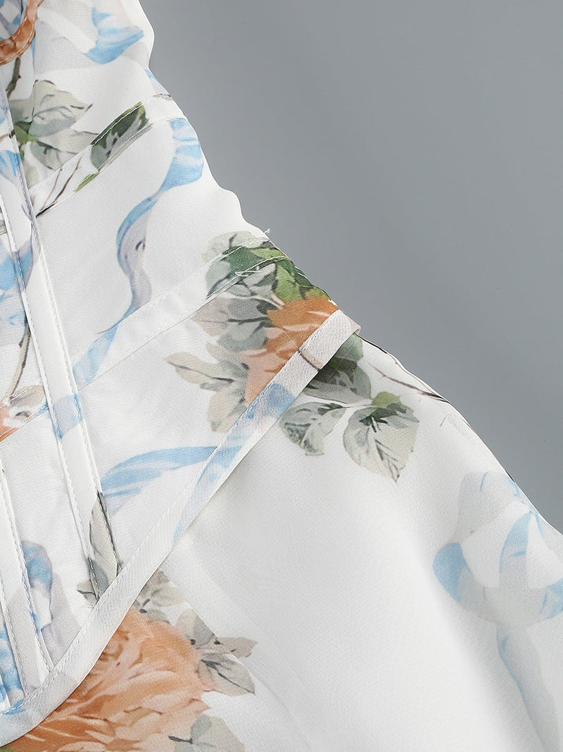 phoenix white Floral Print Fitted Corset Maxi Dress