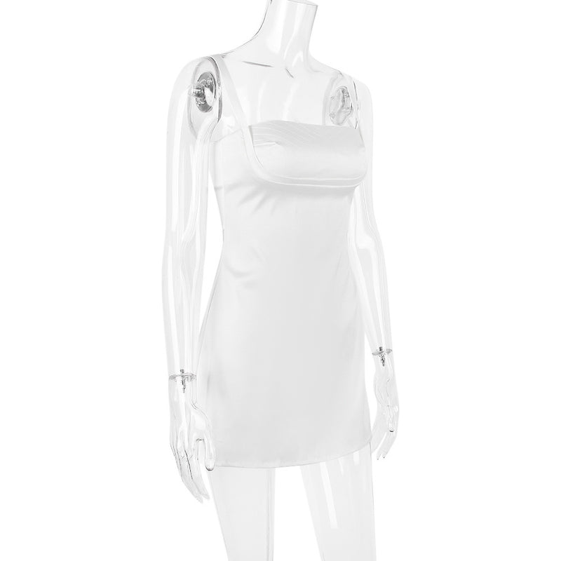 SATIN VINTAGE CREAM MINI DRESS