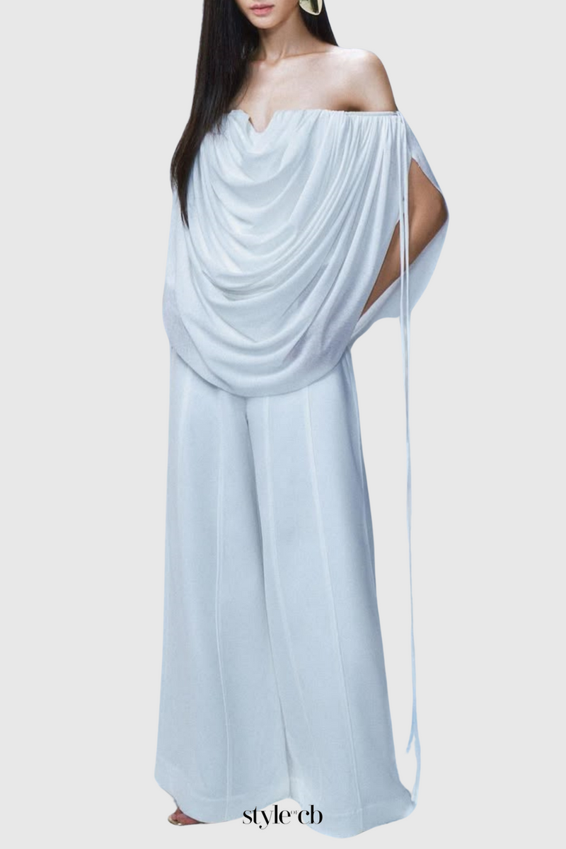 Odruta Off Shoulder Draped Top in White