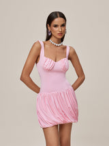 Ruched Bubble Mini Dress In Pink