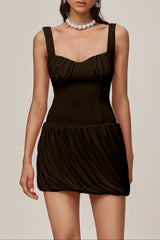 Ruched Bubble Mini Dress In Coffee