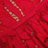 wendy Red Bow Embroidered Midi Dress