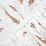 xanthe White Bow Embroidered Midi Dress