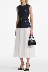 penny Navy Taffeta Midi Dress