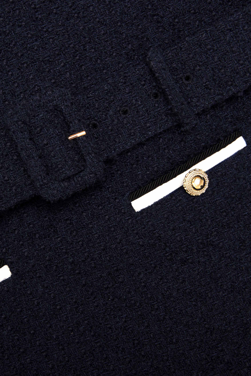apphia Tweed low-rise pants set in navy blue