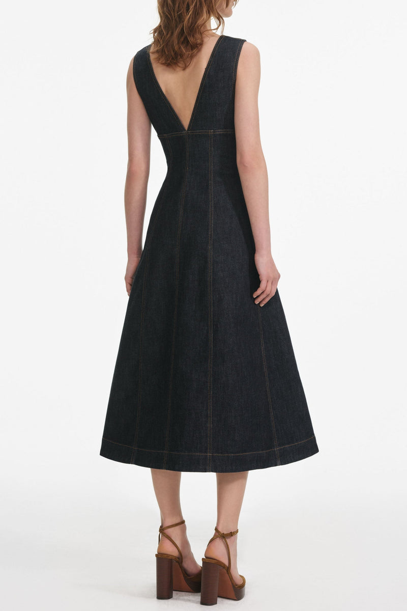 sally Indigo Denim Midi Dress