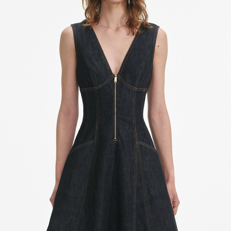 sally Indigo Denim Midi Dress