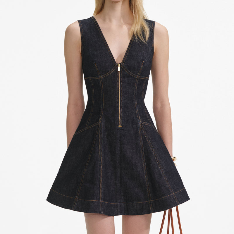 elizabeth Indigo Denim Mini Dress