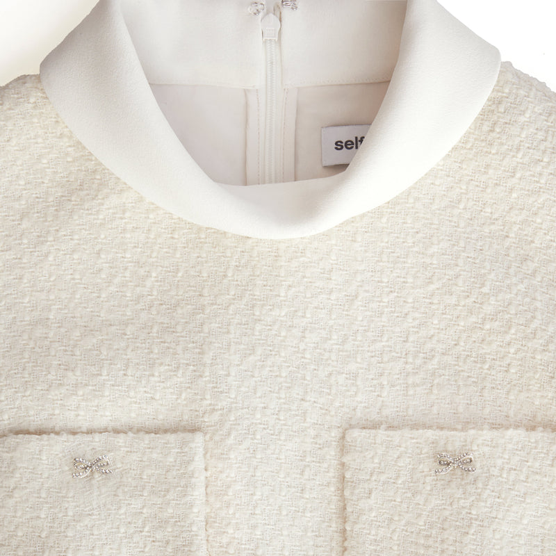 zoe Cream Boucle Sleeveless Midi Dress