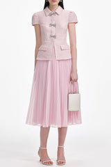 gill Pink Boucle Midi Dress