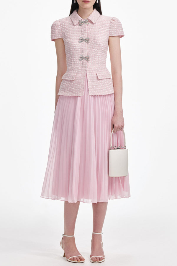 gill Pink Boucle Midi Dress