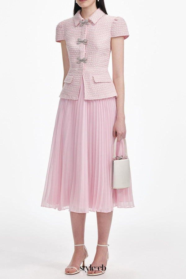 gill Pink Boucle Midi Dress