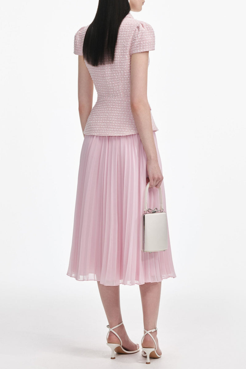 gill Pink Boucle Midi Dress